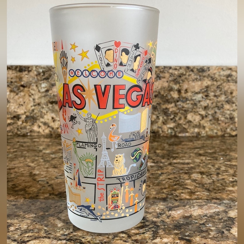Catstudio “LAS VEGAS” Frosted Drinking Glass EUC